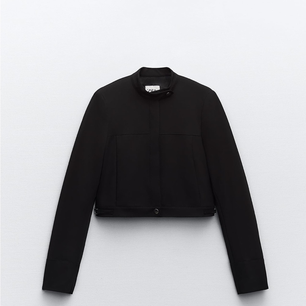 Zara Crop Silver Button Buckle Detail Jacket